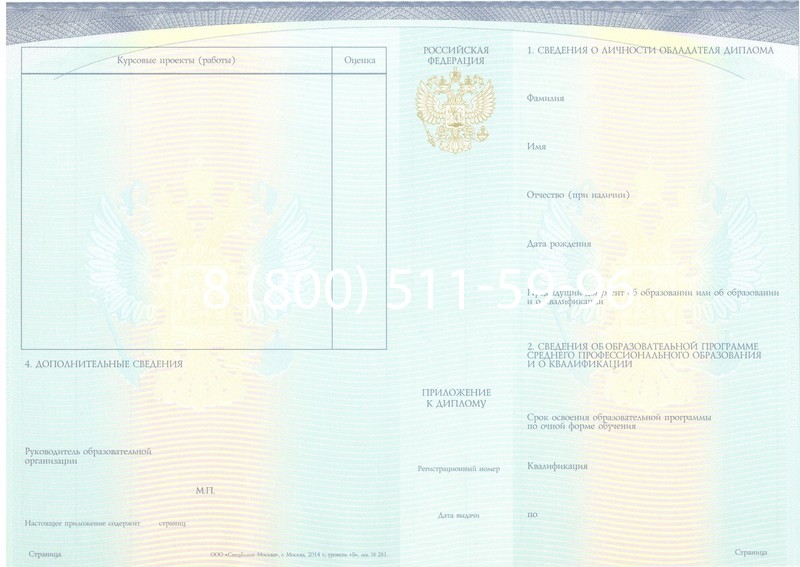 Купить Диплом о среднем образовании (Спецбланк) 2014-2024 года в Петрозаводске